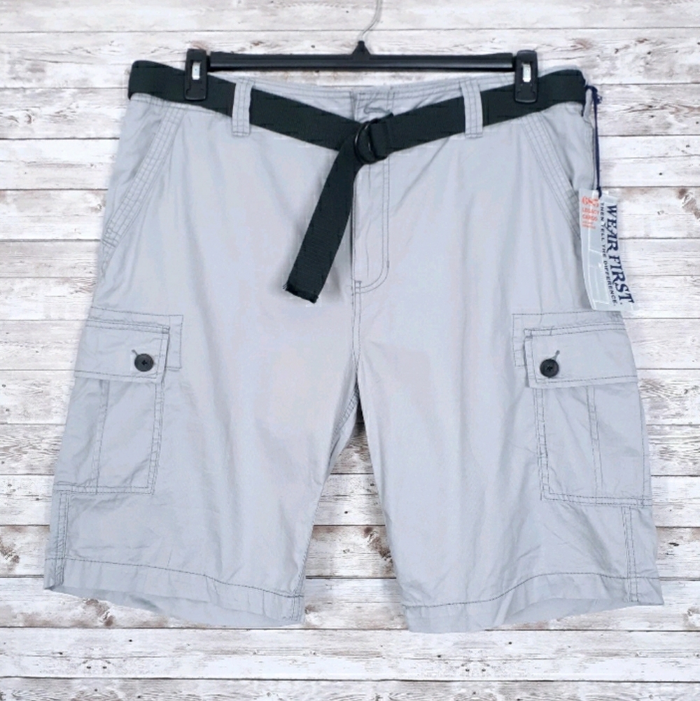 Wearfirst Mens Legacy Cargo Shorts 40 Waist Silver Sand Belt 640